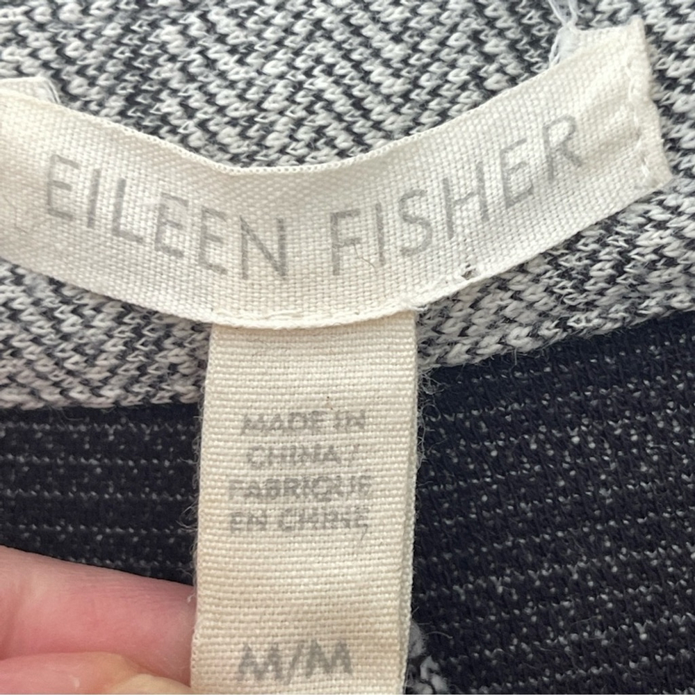 Eileen Fisher Chevron Gray Jacket button up Medium cotton button up office - Picture 7 of 8